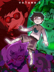 cartoony styled, fully rendered full piece